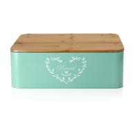 CASA HEAVEN Boîte à pain avec couvercle en bambou, 35 x 23 x 13 cm, conserve du pain frais, qualité alimentaire, design élégant vert menthe XXL - Pour pain, gâteaux et collations