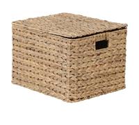 Casa Moro Boîte de rangement - 45 l - En jonc de mer naturel - Jacinthe d'eau - Tressé à la main - Avec couvercle - Pour cuisine, armoire - Bohème - TABEA L IN120