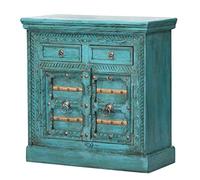 Casa Moro Commode Elisam en Bois Massif Buffet Armoire de Rangement Turquoise Style Colonial CA541150