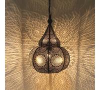 Casa Moro Lampe orientale Tayma Gold avec douille E27 et auvent et chaîne à suspendre | Superbe lampe suspendue 1001 nuits | Lampe Marocaine Boho | LN3030