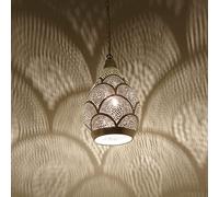 Casa Moro Lampe suspendue orientale Véritable laiton argenté Artisanat Egypte Superbes effets lumière 1001 nuit Samak D17