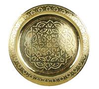 CASA Moro | Plateau de Service Rond à Carreaux en Laiton Oriental Doré Ø 60 cm | TA6052