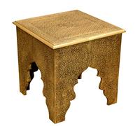 Casa Moro Table d'appoint orientale marocaine en bois avec revêtement en laiton fait main MA78-36 Casa Moro