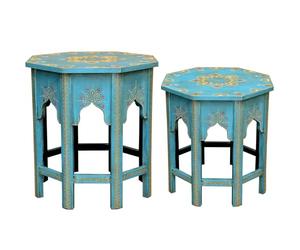 Casa Moro Tables d'appoint orientales Saada Lot de 2 en Bois Massif Peint à la Main Style marocain MA-32-47