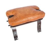 Casa Moro Tabouret marocain Sadia avec coussin d'assise en cuir véritable et structure en bois pliable | Artisanat de Marrakech | Tabouret oriental Couleur caramel