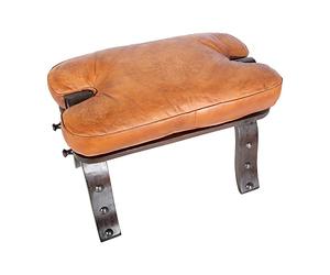 Casa Moro Tabouret marocain Sadia avec coussin d'assise en cuir véritable et structure en bois pliable | Artisanat de Marrakech | Tabouret oriental Couleur caramel