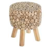 Casa Moro Tabouret Samira élégant en Bois de Teck Fait Main Style bohème Chic Ø 35 cm Rond Hauteur 40 cm Table d'appoint AL7040