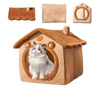 Casa Niche fermée confortable et moelleuse pour animaux domestiques | Hiver chaud en peluche douce pour chat, chien, lapin, petits animaux, hiver, Noël, chambre à coucher, salon, balcon