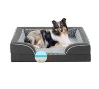 Casa Paw Lit orthopédique imperméable en mousse à mémoire de forme avec côtés et fond antidérapant et housse amovible et lavable (taille L, gris foncé)