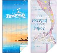 Casa Platino Beni Lot de 2 serviettes de plage extra larges en microfibre anti-sable à séchage rapide imprimées des deux côtés - Accessoires de voyage et de camping légers pour adultes, enfants,
