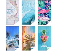 Casa Platino Lorne Lot de 6 serviettes de plage en microfibre à séchage rapide, légères, douces, imprimées des deux côtés pour adultes, enfants, voyages, camping, vacances - Très grande taille - 180 x