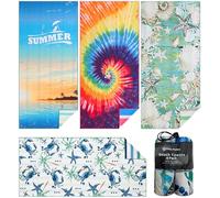 Casa Platino Lot de 4 serviettes de plage légères à séchage rapide, surdimensionnées, en microfibre anti-sable, imprimées des deux côtés, parfaites pour les adultes, les voyages, le camping et les
