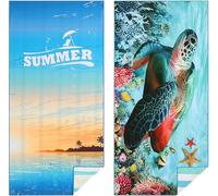 Casa Platino Maya Bay Lot de 2 grandes serviettes de plage surdimensionnées en microfibre anti-sable, légères, à séchage rapide, imprimées des deux côtés, durables, douces, pour adultes, camping,