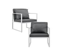 [casa.pro] 2 x Chaises Extérieures Robustes avec Coussins Confortables Blanc 70 x 60 x 60 cm