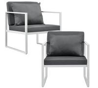 [casa.pro] 2 x Chaises Extérieures Robustes avec Coussins Confortables Blanc 70 x 60 x 60 cm Blanc G
