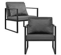 casa.pro 2 x Chaises Extérieures Robustes avec Coussins Confortables Noir 70 x 60 x 60 cm