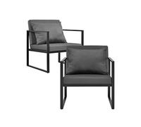 [casa.pro] 2 x Chaises Extérieures Robustes avec Coussins Confortables Noir 70 x 60 x 60 cm