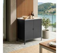 Armoire de jardin Bolognano acier laqué 92 x 80 x 50 cm noir mat