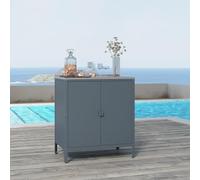 casa.pro Armoire Basse de Jardin Meuble de Rangement pour Extérieur et Intérieur Placard Polyvalent avec Portes et Étagères pour Terrasse ou Balcon Acier Laqué 92 x 80 x 50 cm Gris Foncé Mat