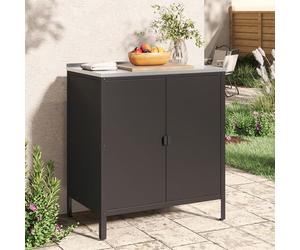 casa.pro Armoire Basse de Jardin Meuble de Rangement pour Extérieur et Intérieur Placard Polyvalent avec Portes et Étagères pour Terrasse ou Balcon Acier Laqué 92 x 80 x 50 cm Noir Mat