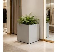 casa.pro Bac à Plantes Vaargel Jardinière avec Trou de Drainage Intégré Pot de Fleurs Extérieur et Intérieur en Toute Saison Résistant Jardin Balcon Terasse Acier 60 x 60 x 60 cm Beige Ail