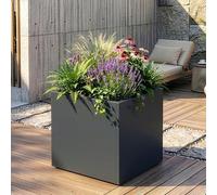 casa.pro Bac à Plantes Vaargel Jardinière avec Trou de Drainage Intégré Pot de Fleurs Extérieur et Intérieur en Toute Saison Résistant Jardin Balcon Terasse Acier 60 x 60 x 60 cm Gris Anthracite