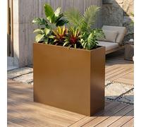 casa.pro Bac à Plantes Vaargel Jardinière avec Trou de Drainage Intégré Pot de Fleurs Extérieur et Intérieur en Toute Saison Résistant Jardin Balcon Terasse Acier 82 x 90 x 30 cm Marron