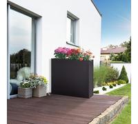 casa.pro Bac à Plantes Vaargel Jardinière avec Trou de Drainage Intégré Pot de Fleurs Extérieur et Intérieur en Toute Saison Résistant Jardin Balcon Terasse Acier 82 x 90 x 30 cm Noir