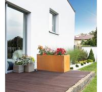 casa.pro Bac à Plantes Vaargel Jardinière avec Trou de Drainage Intégré Pot de Fleurs Extérieur et Intérieur en Toute Saison Résistant Jardin Balcon Terasse Acier 40 x 80 x 30 cm Rouille Noble