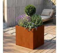 casa.pro Bac à Plantes Vaargel Jardinière avec Trou de Drainage Intégré Pot de Fleurs Extérieur et Intérieur en Toute Saison Résistant Jardin Balcon Terasse Acier 60 x 60 x 60 cm Rouille Noble