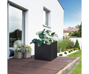 casa.pro Bac à Plantes Vaargel Jardinière avec Trou de Drainage Intégré Pot de Fleurs Extérieur et Intérieur en Toute Saison Résistant Jardin Balcon Terasse Acier 60 x 60 x 60 cm Noir