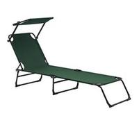 [casa.pro] Bain de Soleil Transat Chaise Longue Pliable avec Pare-soleil Acier PVC Polyester Gris Clair 187 x 53 x 27 cm gris clair G