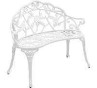 [casa.pro] Banc de jardin 2 places en fonte blanche Banc de parc résistant aux intempéries Banc en fer antique Banc rond