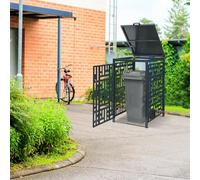 casa.pro Cache-Poubelle de 240 L Abri pour Poubelles avec 2 Portes Verrouillables et Clés Incluses Élégant Résistant aux Intempéries Acier Galvanisé 116 x 68 x 80 cm Anthracite