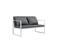[casa.pro] Canapé Extérieur avec Coussins Armature Métal Polyester Blanc 70 x 114 x 60 cm