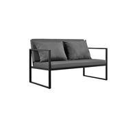 [casa.pro] Canapé Extérieur avec Coussins Armature Métal Polyester Noir 70 x 114 x 60 cm