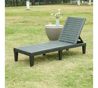 casa.pro Chaise Longue de Jardin Bain de Soleil Transat avec Dossier Réglable en 5 Positions Allongée Verticale Résistant aux UV Intempéries Plastique 172 x 58 x 74 cm Noir Structuré