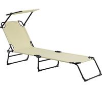 Bain de Soleil Pliable Lomeda avec Pare-soleil Crème 187 x 53 x 27 cm [casa.pro]