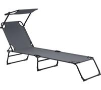 Bain de Soleil Pliable Lomeda avec Pare-soleil Gris Foncé 187 x 53 x 27 cm [casa.pro]