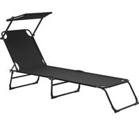 Bain de Soleil Pliable Lomeda avec Pare-soleil Noir 187 x 53 x 27 cm [casa.pro]