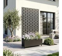 casa.pro Cloison de Séparation Aaskis 190 x 82 x 38 cm avec Bac à Fleurs Paravent Clôture avec Jardinière pour Extérieur Intérieur Jardin Terrasse Brise-Vue sur 4 roulettes Acier Galvanisé Noir