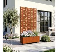 casa.pro Cloison de Séparation Aaskis 190 x 82 x 38 cm avec Bac à Fleurs Paravent Clôture avec Jardinière pour Extérieur Intérieur Jardin Terrasse Brise-Vue sur 4 roulettes Acier Corten Rouille Noble