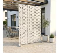 casa.pro Cloison de Séparation Basciano pour Extérieur et Intérieur Paravent Design pour Délimiter Différentes Espaces avec Motif Décoratif Acier Galvanisé 180 x 120 x 40 cm Beige Ail