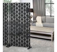 casa.pro Cloison de Séparation Basciano pour Extérieur et Intérieur Paravent Design pour Délimiter Différentes Espaces avec Motif Décoratif Acier Galvanisé 180 x 90 x 40 cm Noir
