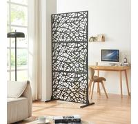 casa.pro Cloison de Séparation Intérieur Paravent Séparateur de Pièce Design Moderne pour Délimiter Différentes Espaces avec Motif Décoratif Salon Bureau Séjour Acier Galvanisé 200 x 100 x 50 cm Noir