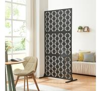 casa.pro Cloison de Séparation Paravent Intérieur Séparateur de Pièce Design Moderne pour Délimiter Différentes Espaces avec Motif Décoratif Salon Séjour Bureau Acier Galvanisé 200 x 100 x 50 cm Noir