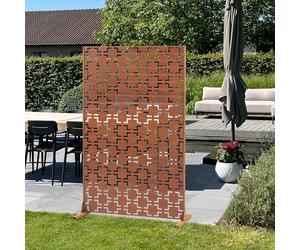 casa.pro Cloison de Séparation pour Extérieur et Intérieur Paravent Design pour Délimiter Différentes Espaces avec Motif Décoratif Acier Galvanisé 180 x 120 x 40 cm Rouille