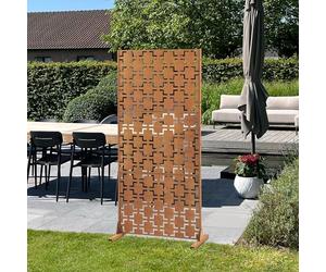 casa.pro Cloison de Séparation pour Extérieur et Intérieur Paravent Design pour Délimiter Différentes Espaces avec Motif Décoratif Acier Galvanisé 180 x 90 x 40 cm Rouille