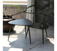 casa.pro Lot de 2 Tables Basses Gigognes Ensemble de 2 Tables d'Appoint de Tailles Différentes Extérieur et Intérieur Table à Café Design Scandinave Intemporel Terasse Salon Acier Gris Anthracite