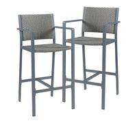 casa.pro Lot de 2 Tabourets de Bar pour Extérieur Ensemble de 2 Chaises Hautes pour Jardin Terrasse Balcon Capacité 150 kg Aluminium Polyrotin Hauteur d'Assise 75 cm Anthracite Gris Foncé
